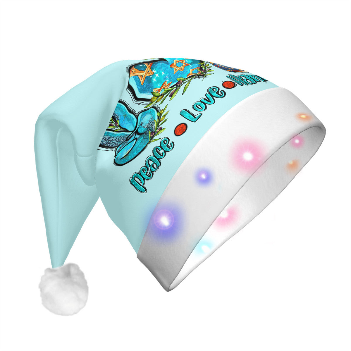 Glowing Plush Hanukkah Hat Light Blue