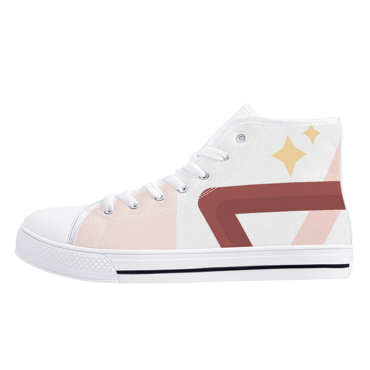 High Top Canvas Shoes & Pink Geometric Design