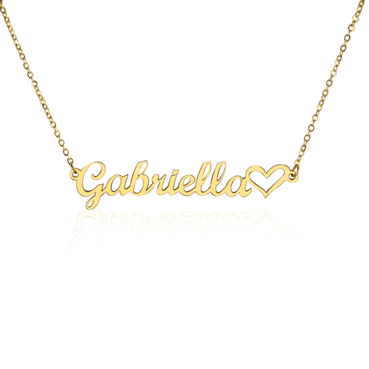 Gold Name Necklace with Heart