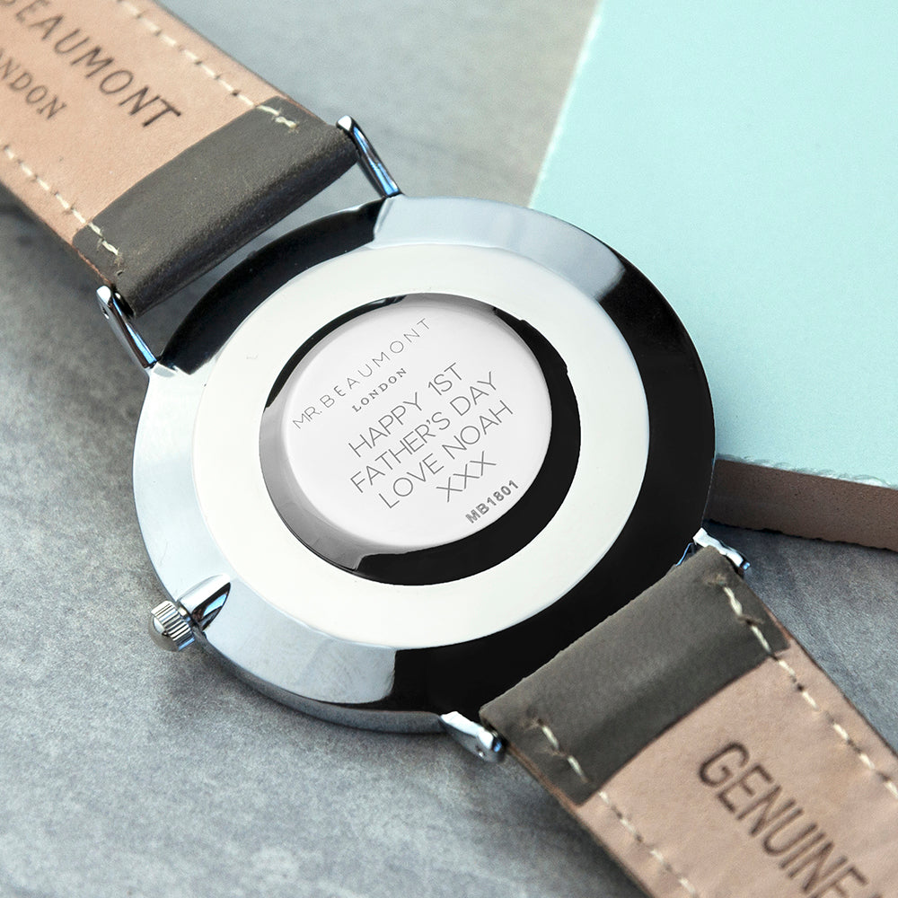 Men's Modern-Vintage Personalised Leather Watch In Ash