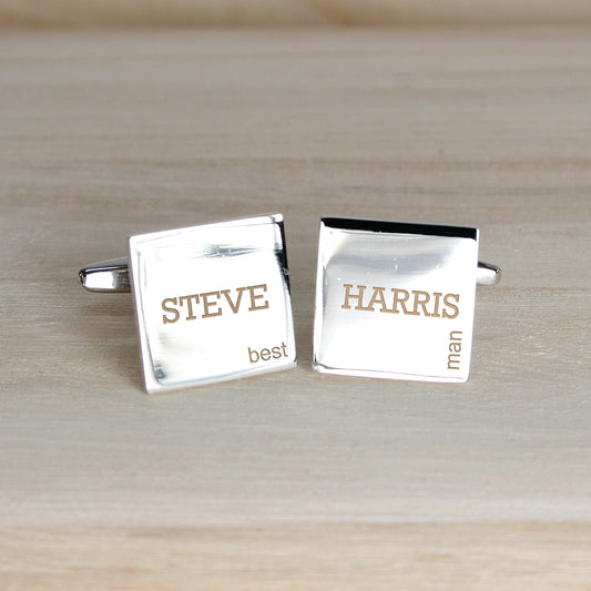Personalised Square Cufflinks for Weddings