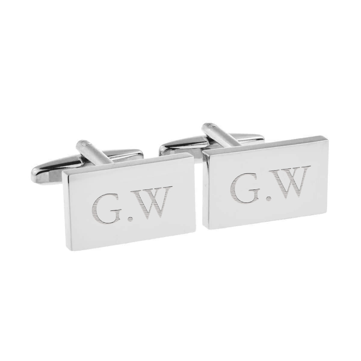 Personalised Silver-Plated Rectangle Cufflinks