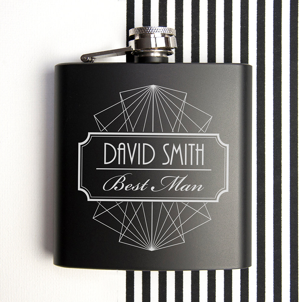 Thank you for being my Best Man Black Matte Hip Flask