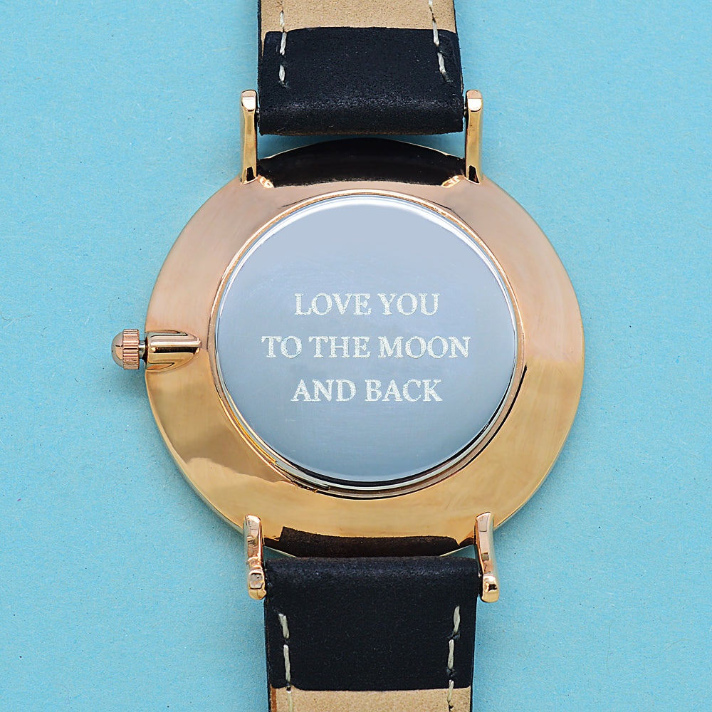 Men's Modern-Vintage Personalised Leather Watch In Black