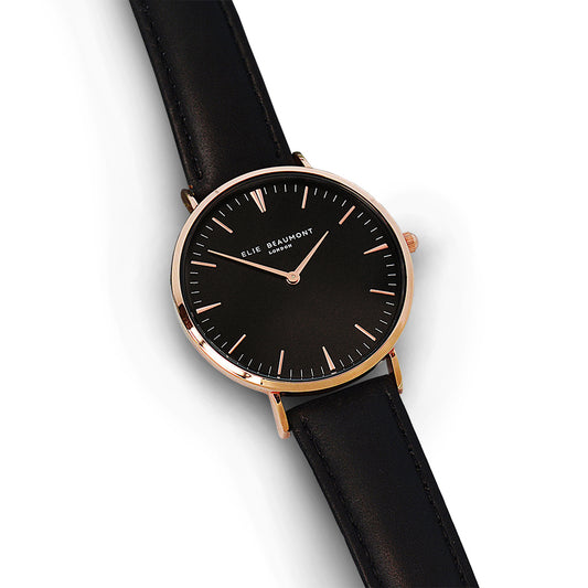 Men's Modern-Vintage Personalised Leather Watch In Black
