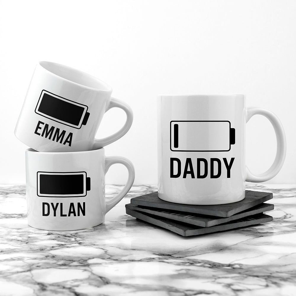 Personalised Daddy & Me Low Battery Mugs