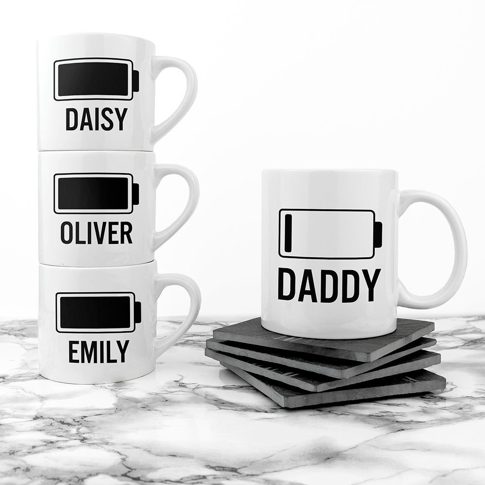 Personalised Daddy & Me Low Battery Mugs