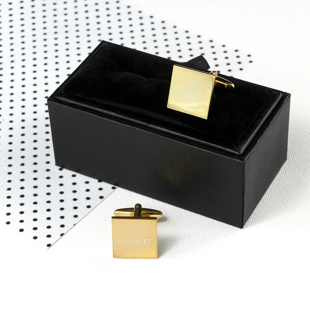 Personalised Gold-plated Square Cufflinks