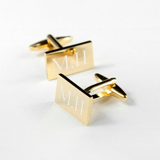 Personalised Rectangle Gold-plated Cufflinks