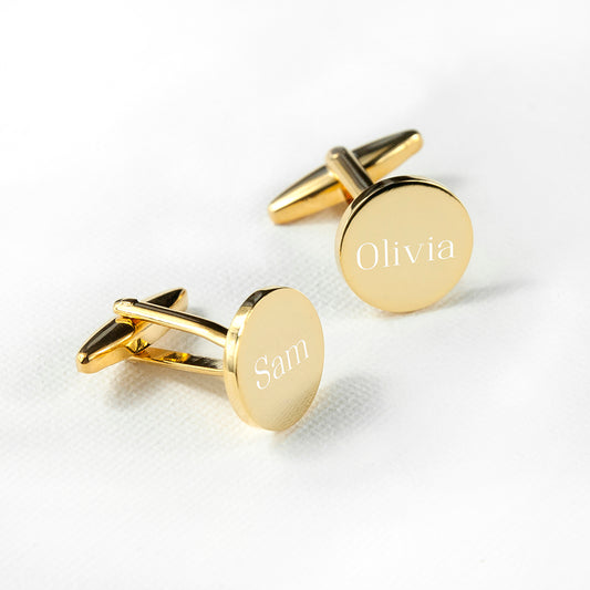 Personalised Gold-plated Round Cufflinks