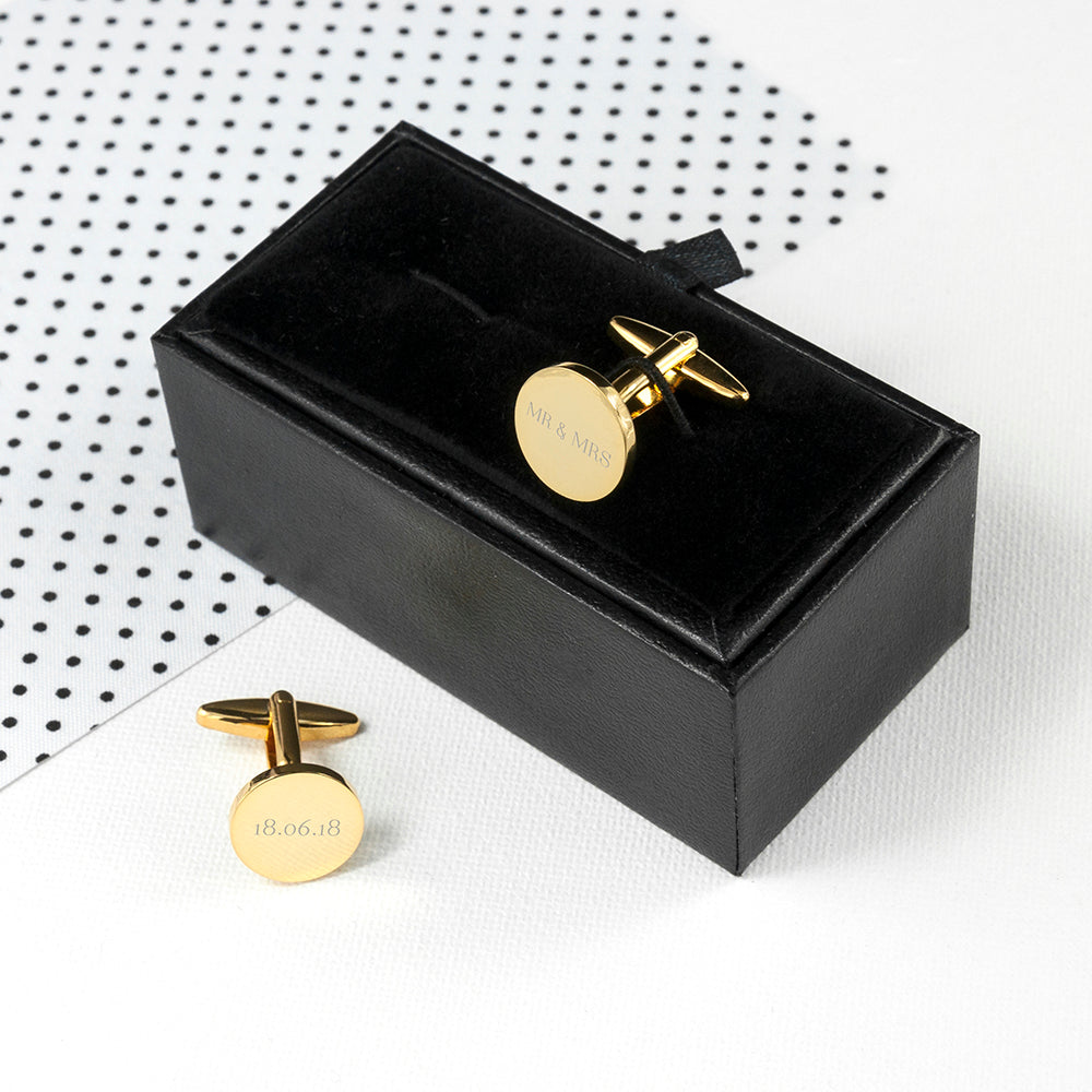 Personalised Gold-plated Round Cufflinks