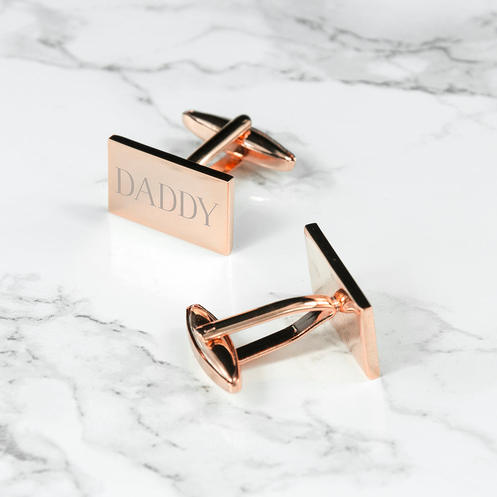 Personalised Rectangle Rose Gold-plated Cufflinks