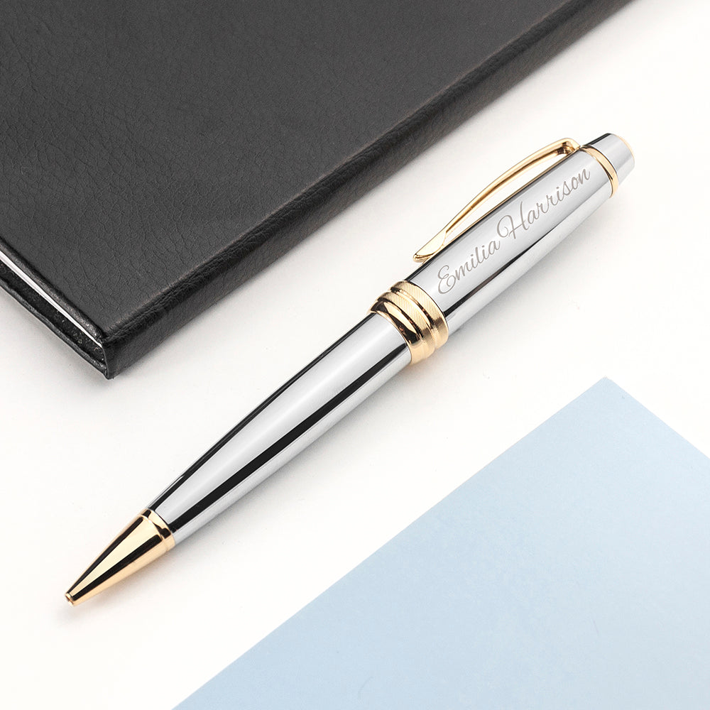 Personalised Cross Silver Gold Medallist Pen