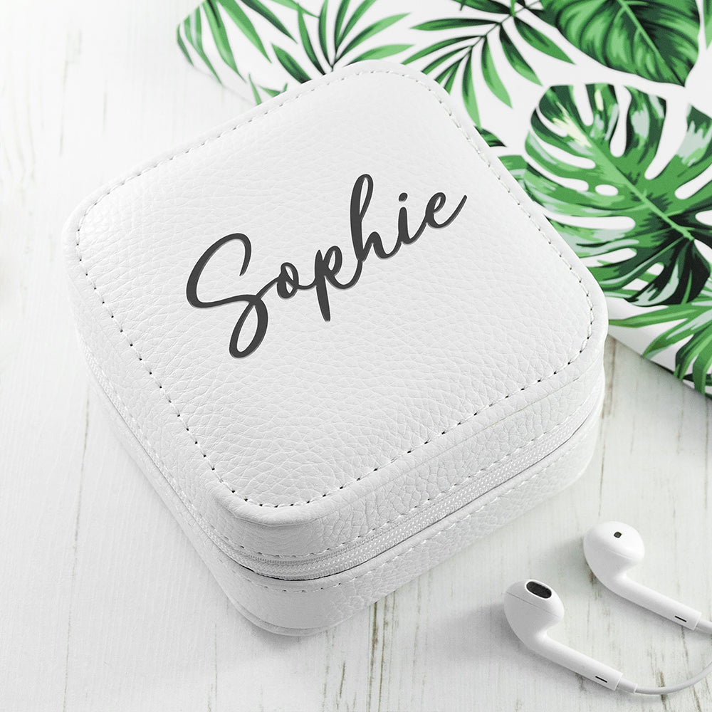 Personalised White Travel Jewellery Case