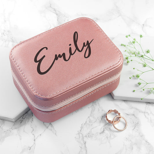 Personalised Pink Travel Jewellery Case