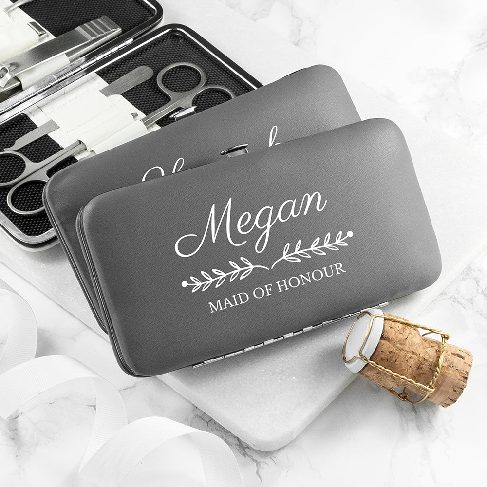 Personalised Bridal Party Manicure Set - Grey