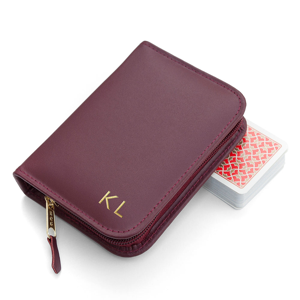 Personalised Leather Double Playing Card Case