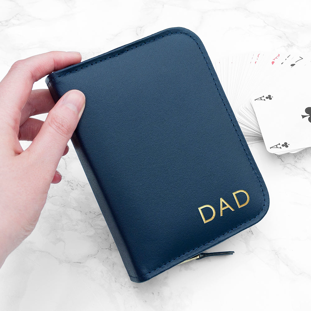 Personalised Leather Double Playing Card Case