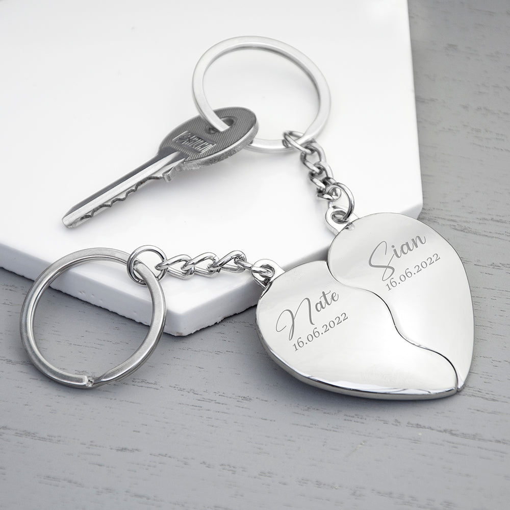 Personalised Heart Keyring Set