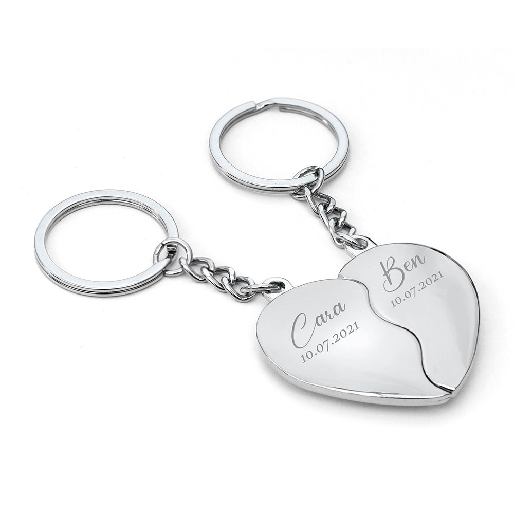 Personalised Heart Keyring Set