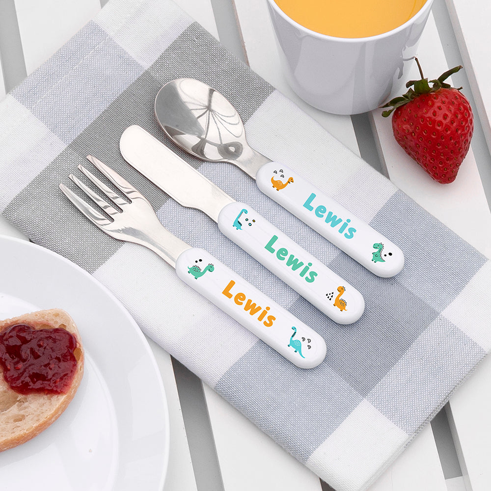 Personalised Dinosaur Cutlery Set for Kids