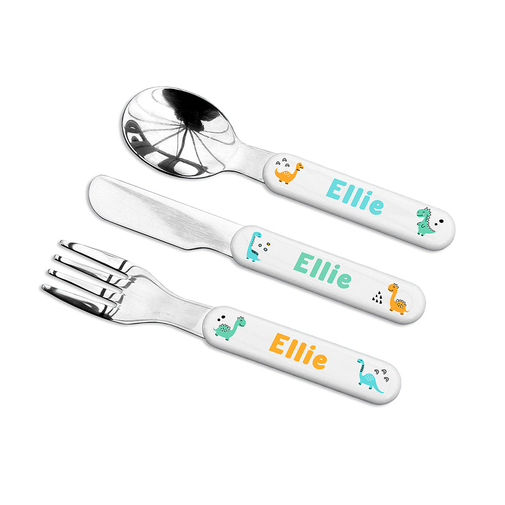 Personalised Dinosaur Cutlery Set for Kids