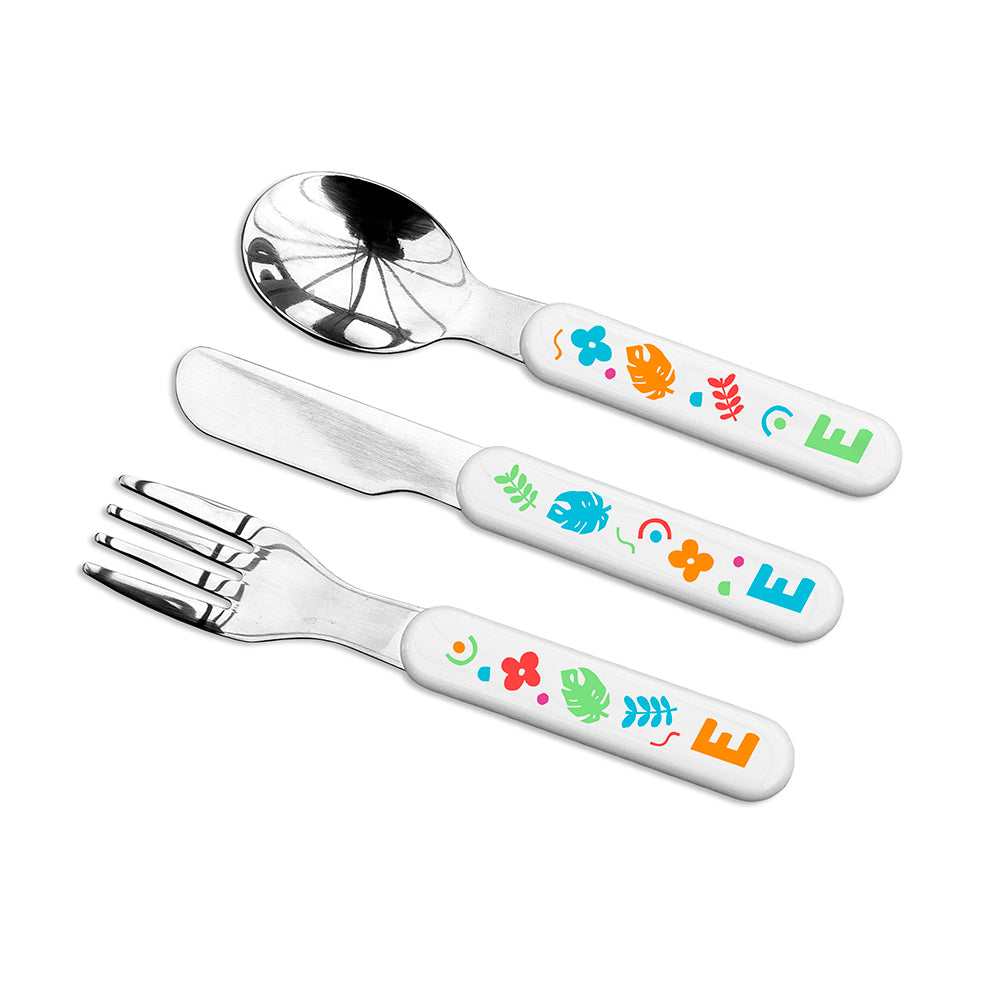 Personalised Colourful Shapes Cutlery Set for Kids