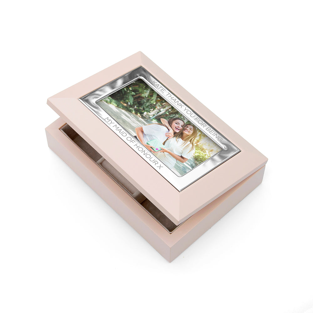 Personalised Nude & Silver Photo Jewellery Box Out Stock