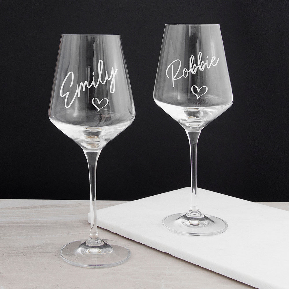 Personalised Love Heart Glass