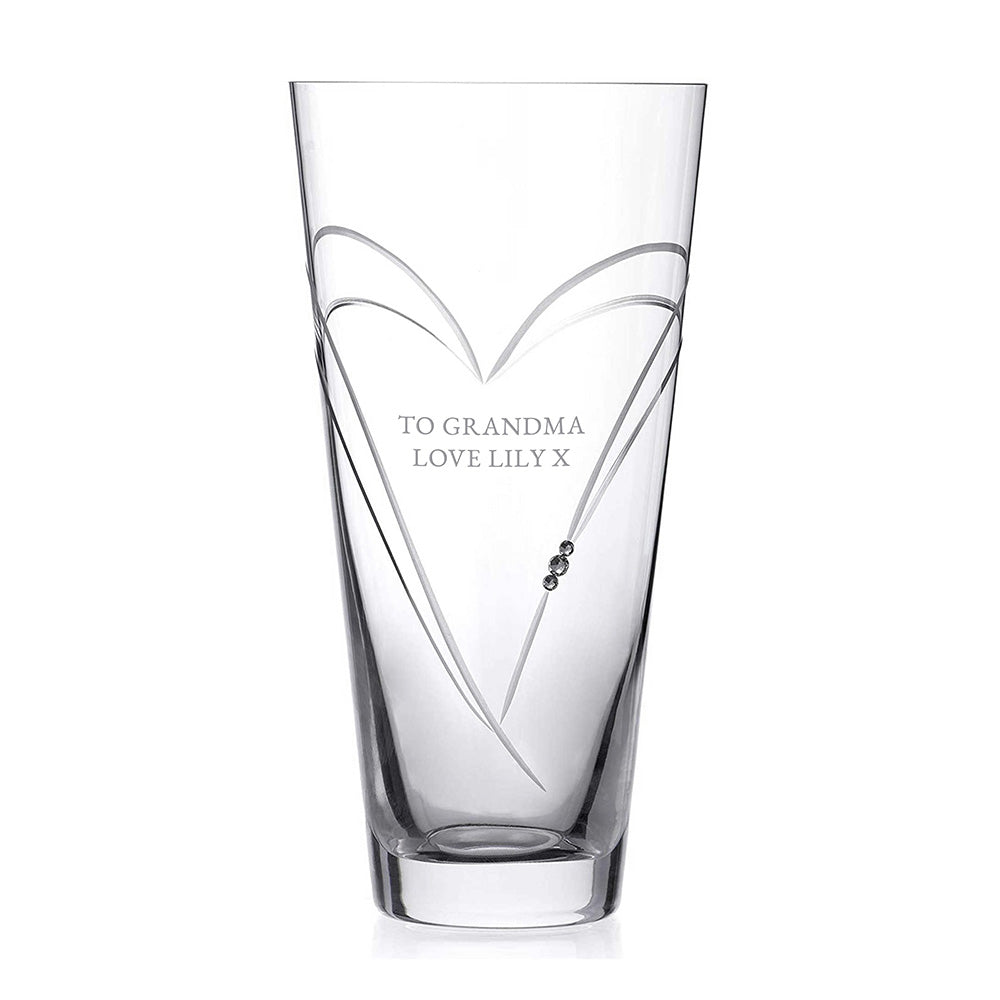 Personalised Hearts Vase Swarovski Crystals