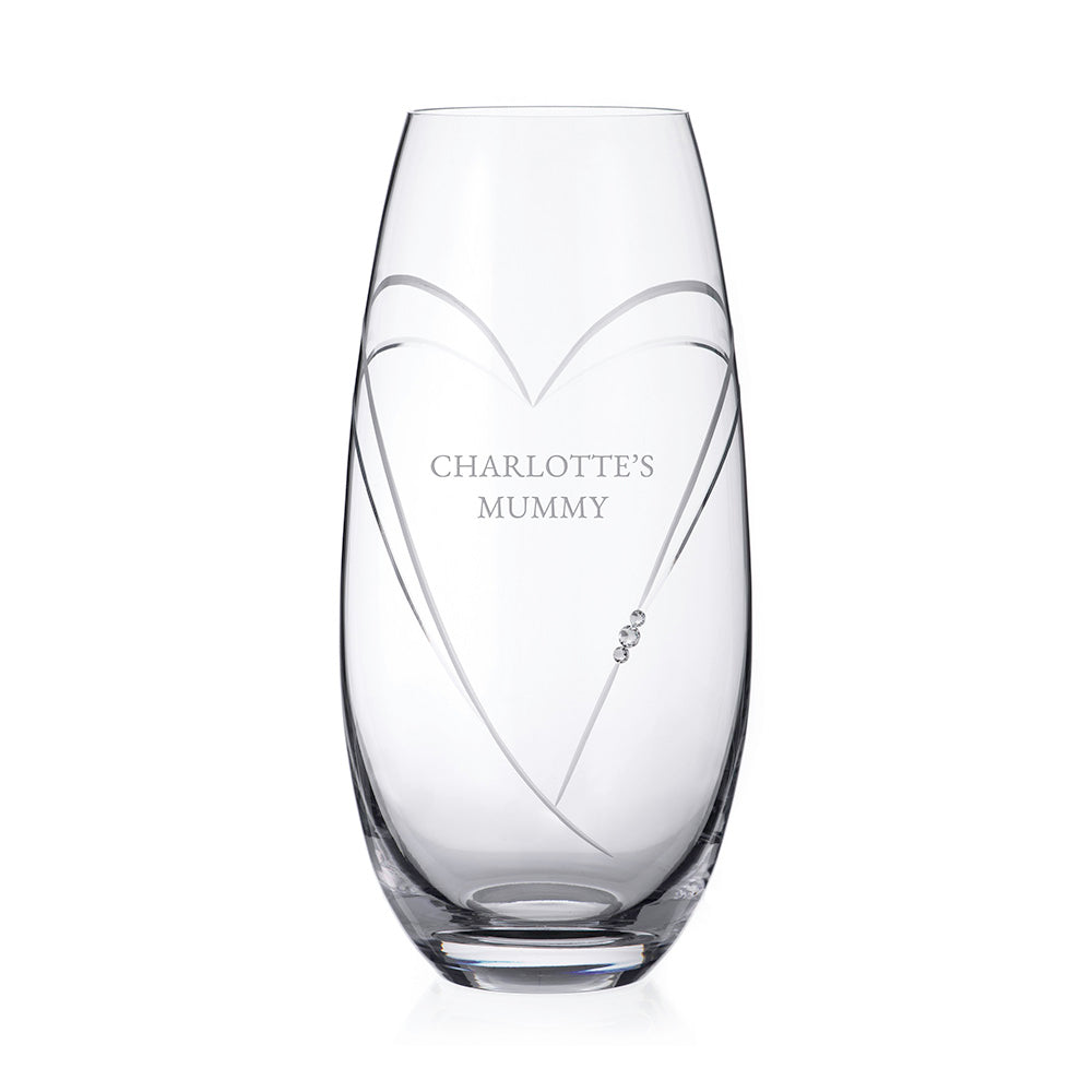 Personalised Hearts Barrel Vase Swarovski Crystals
