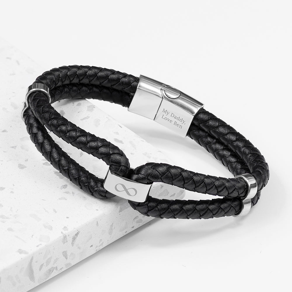 Personalised Men's Infinity Dual Leather Bracelet