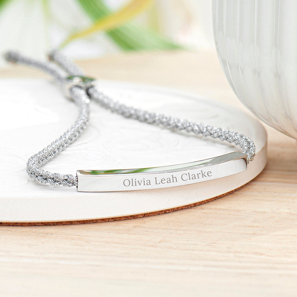 Personalised Silver Rope Bracelet