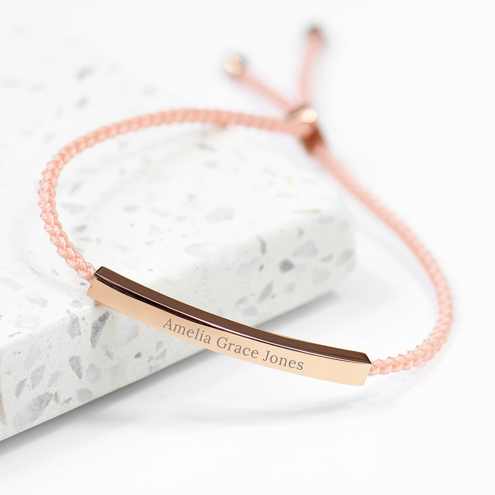 Personalised Rose Gold Rope Bracelet