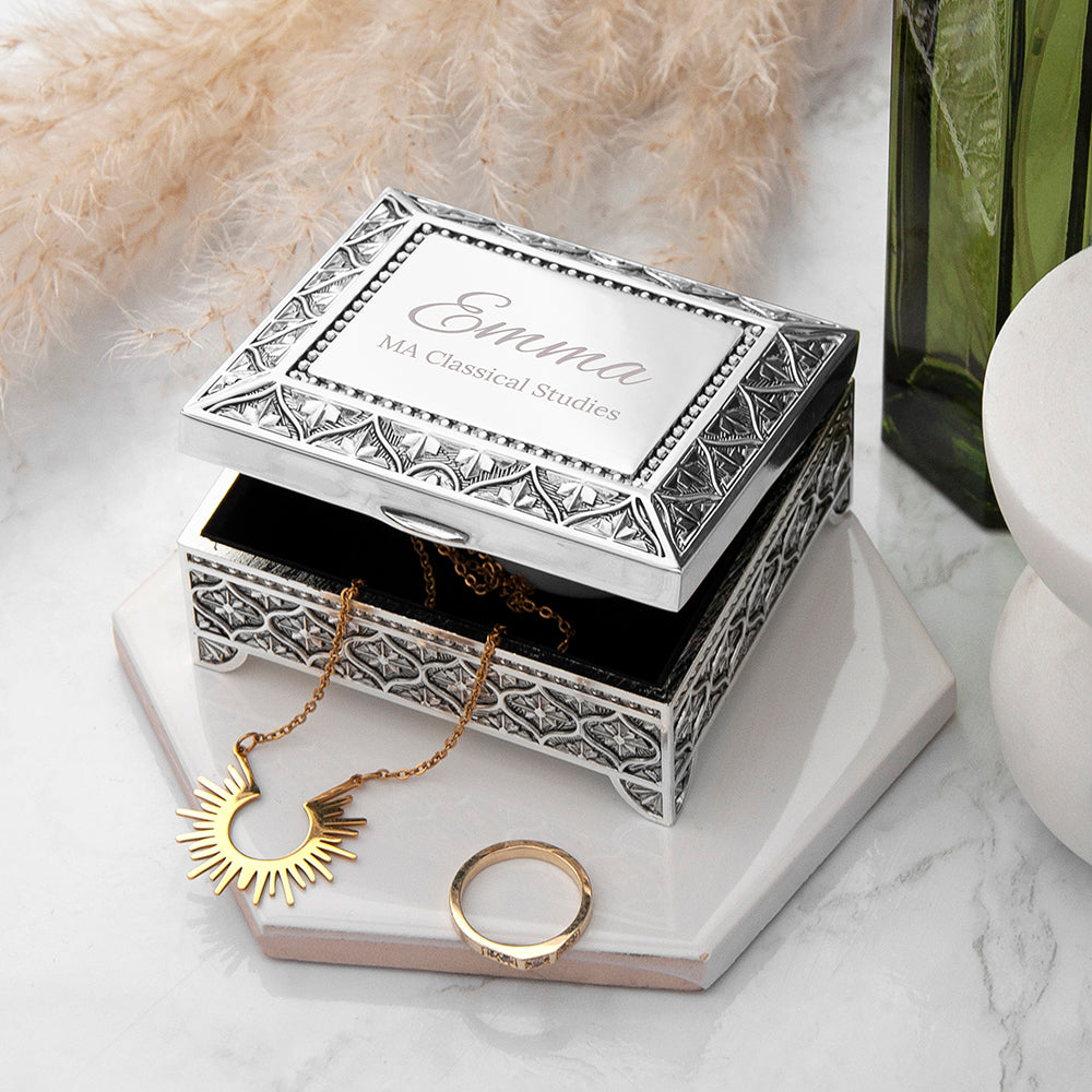 Personalised Graduation Silver Trinket Box