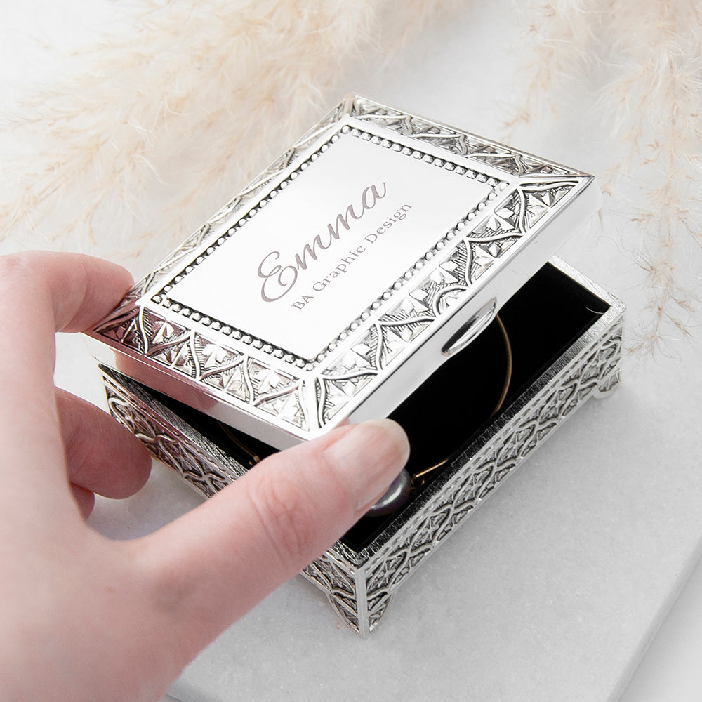 Personalised Graduation Silver Trinket Box