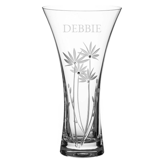 Personalised Floral Vase with Swarovski Crystals