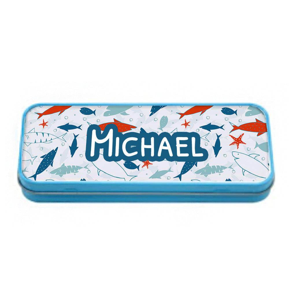 Personalised Blue Tin Pencil Case