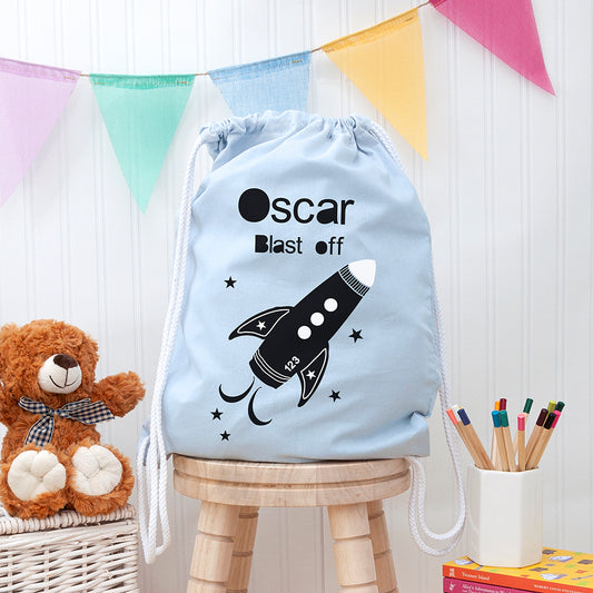 Personalised Children's Space Rocket PE Kit Bag