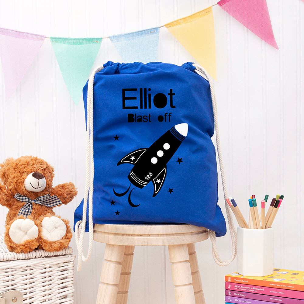 Personalised Space Rocket PE Kit Bag