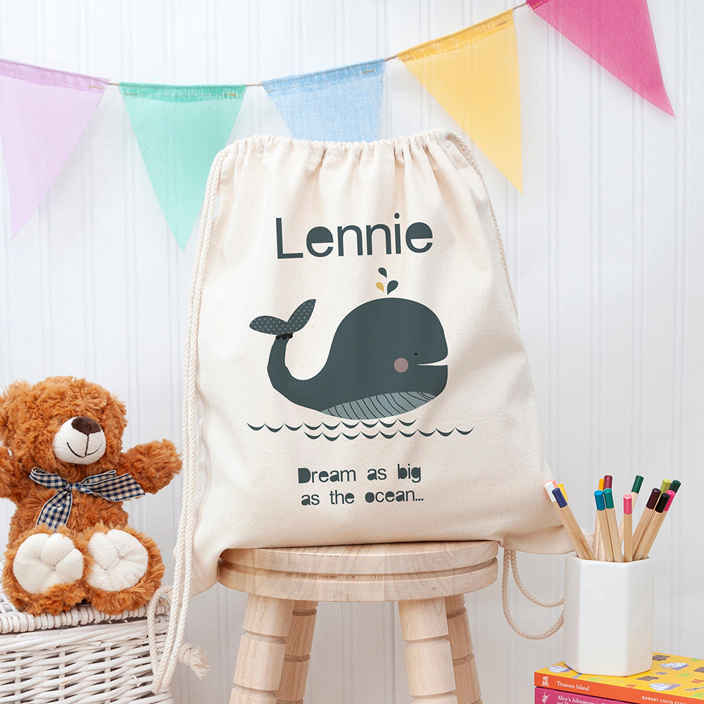 Personalised Children's Whale PE Kit Bag