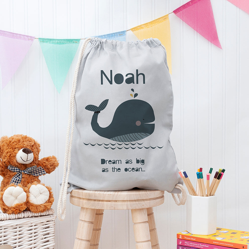 Personalised Children's Whale PE Kit Bag