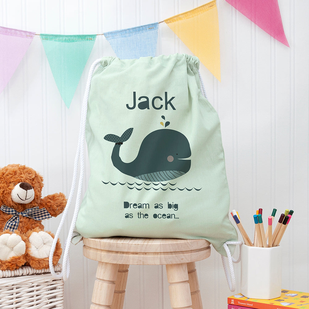 Personalised Children's Whale PE Kit Bag