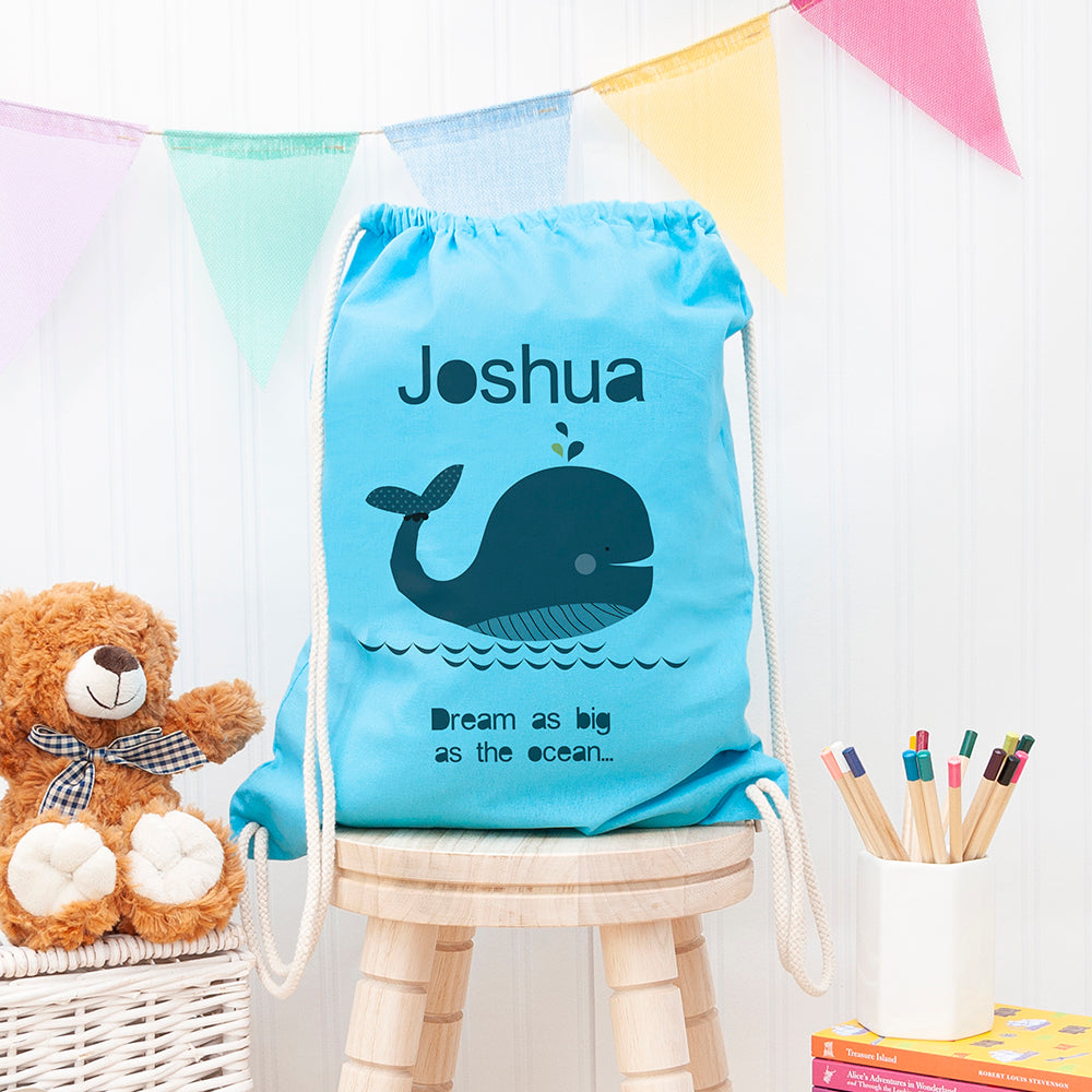 Personalised Children's Whale PE Kit Bag