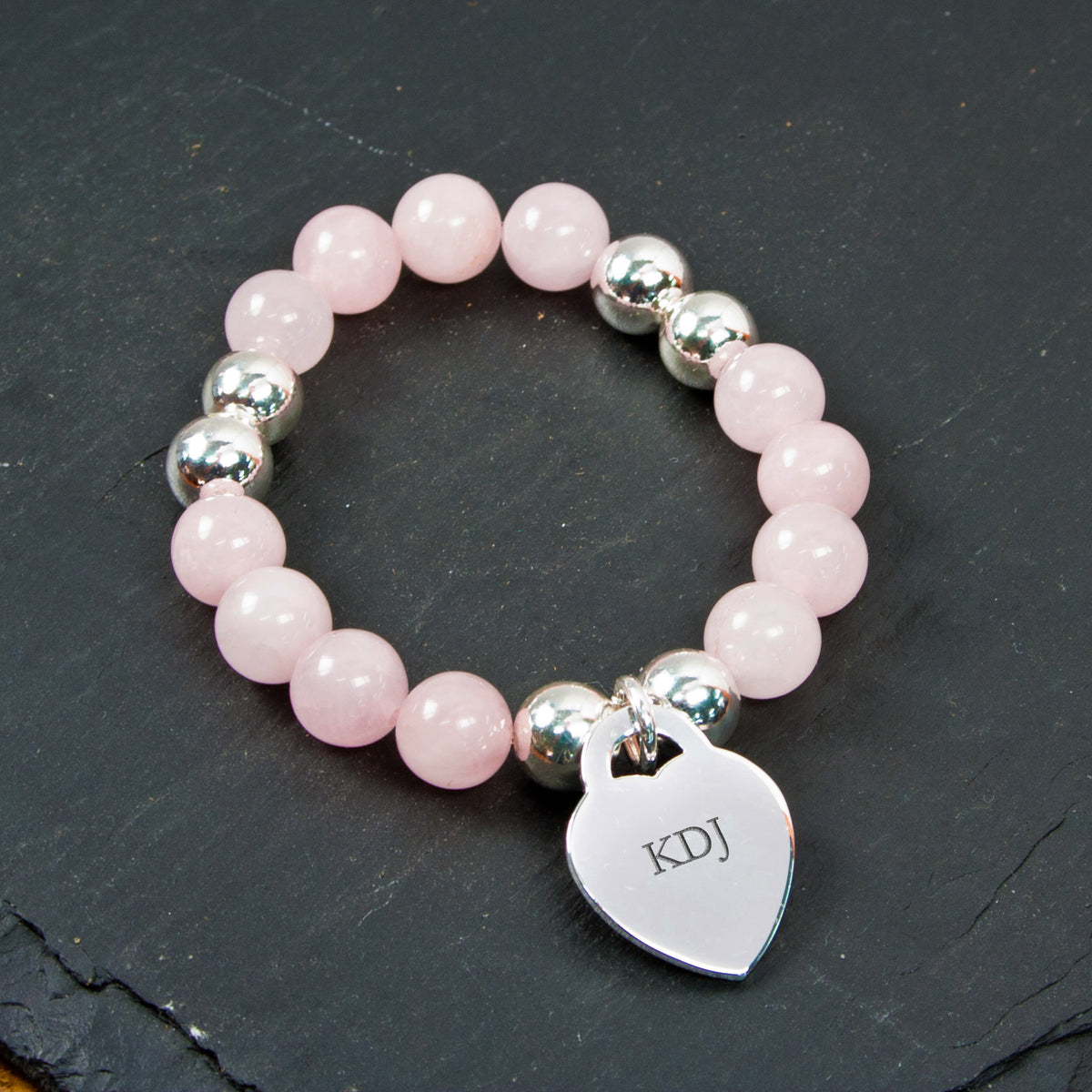 Personalised Love Bracelet Roze Quartz