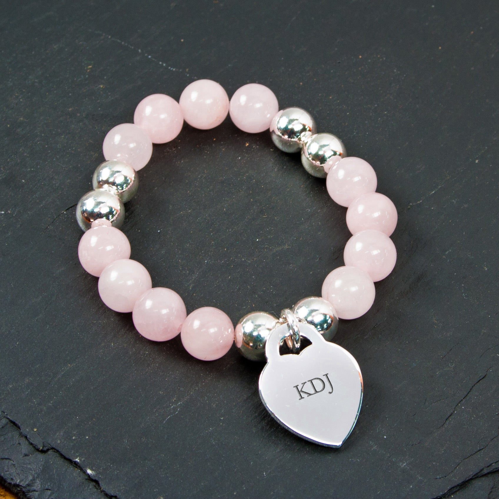 Personalised Love Bracelet Roze Quartz