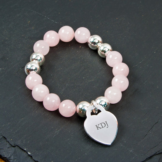 Personalised Love Bracelet - Roze Quartz