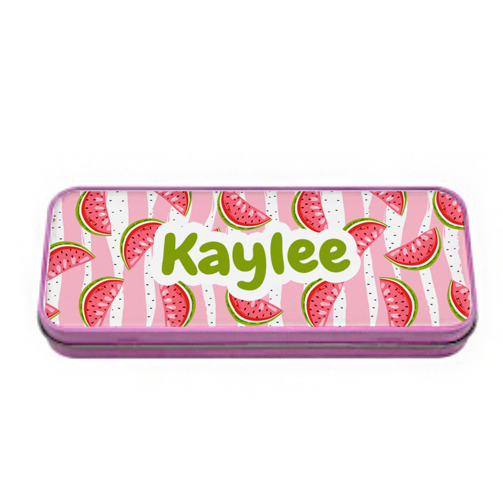 Personalised Pink Tin Pencil Case