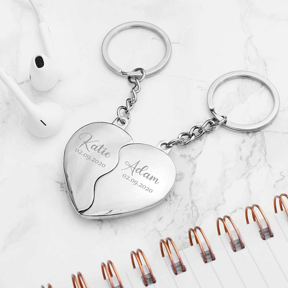 Personalised Heart Keyring Set