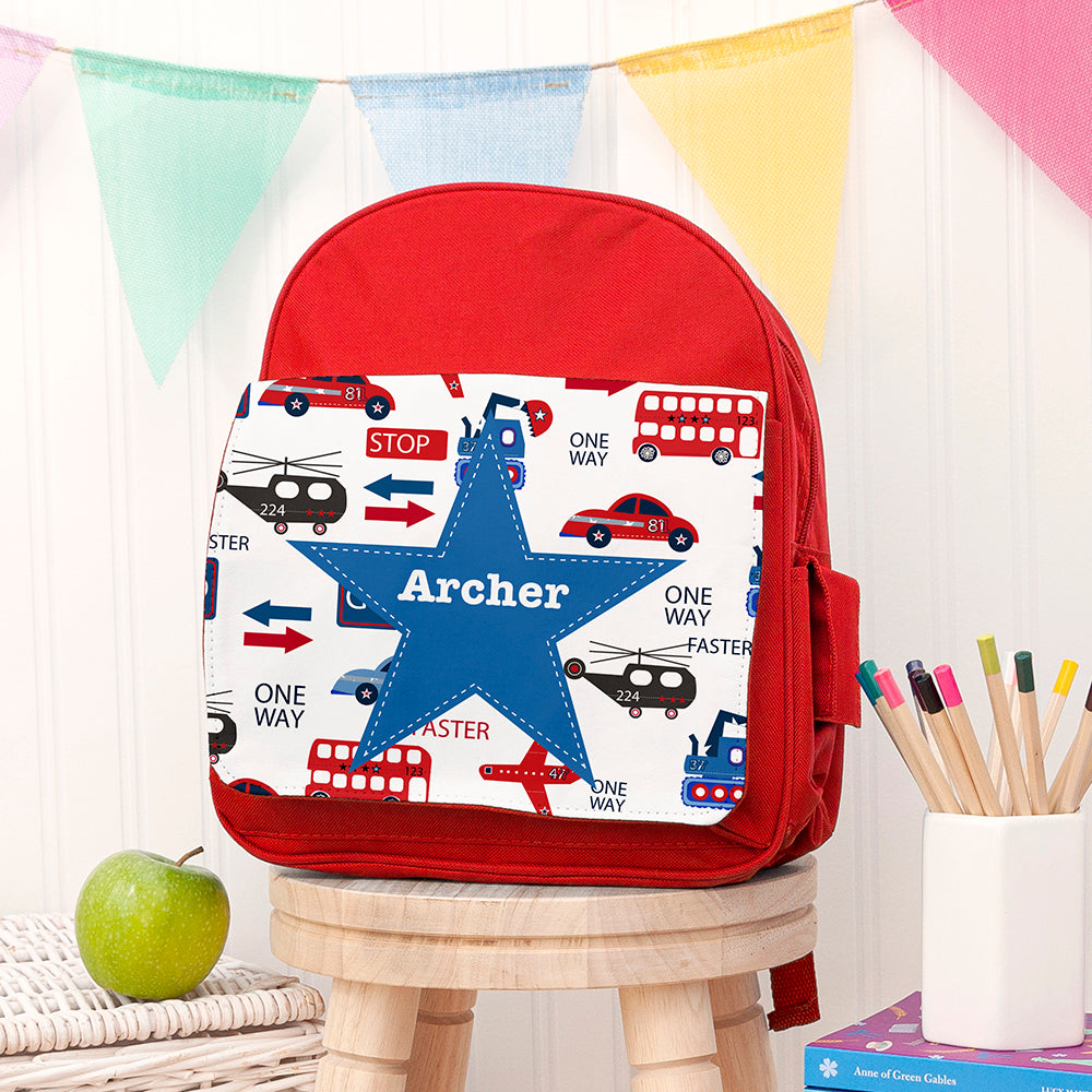 Personalised Transport Themed Rucksack